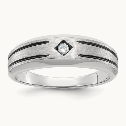Men's w/Black Rhod Satin Diamond Complete Ring — IBGoodman — photo set