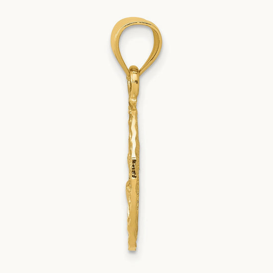Dolphin and Palm Tree Pendant, 14K