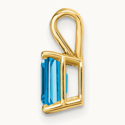 Emerald Cut Blue Topaz Pendant — 7x5mm