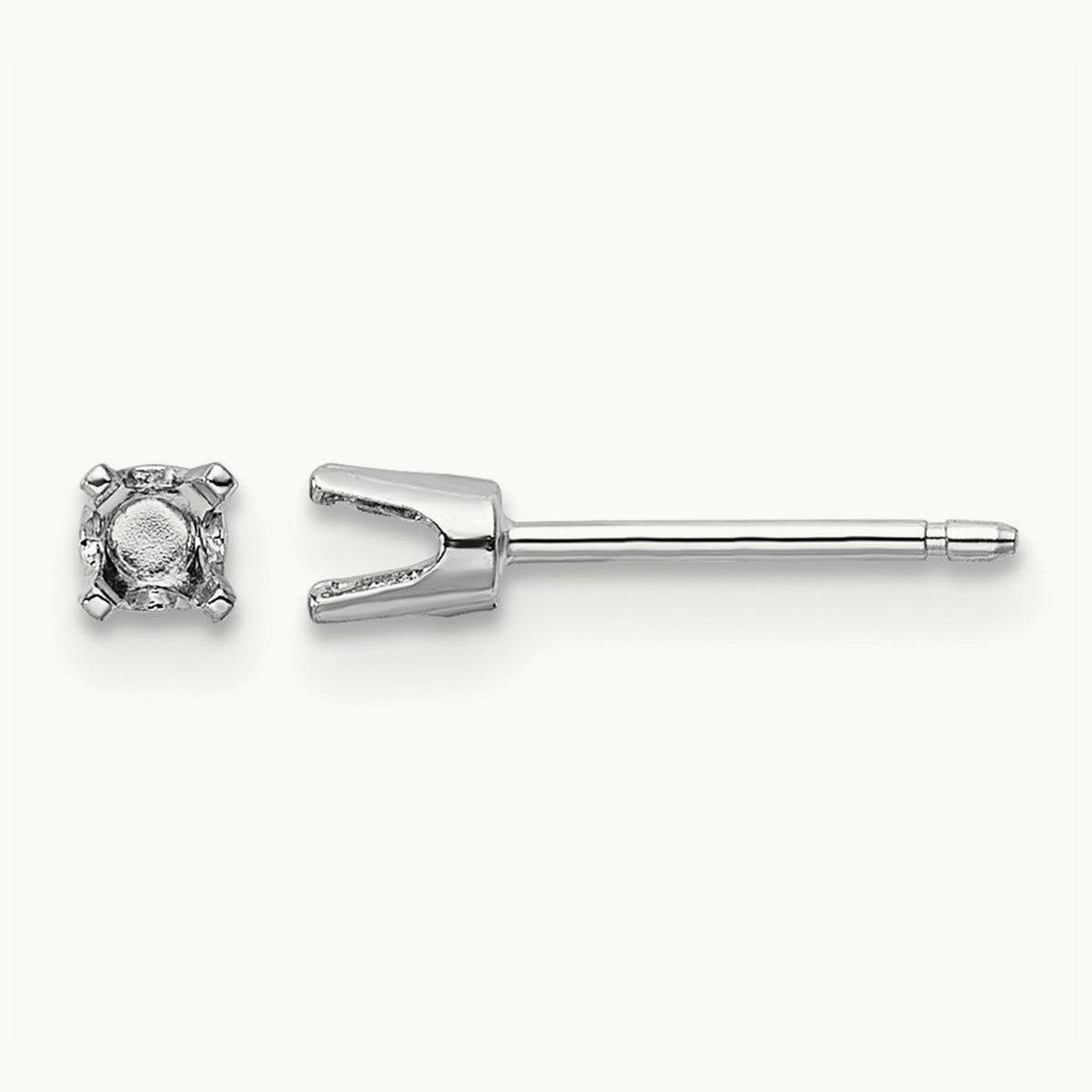 Round Stud Earring Mounting w/backs, 2.75mm, 14K White Gold
