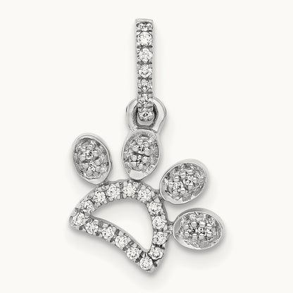 1/10ct. Diamond Paw Print Pendant, 14K White Gold