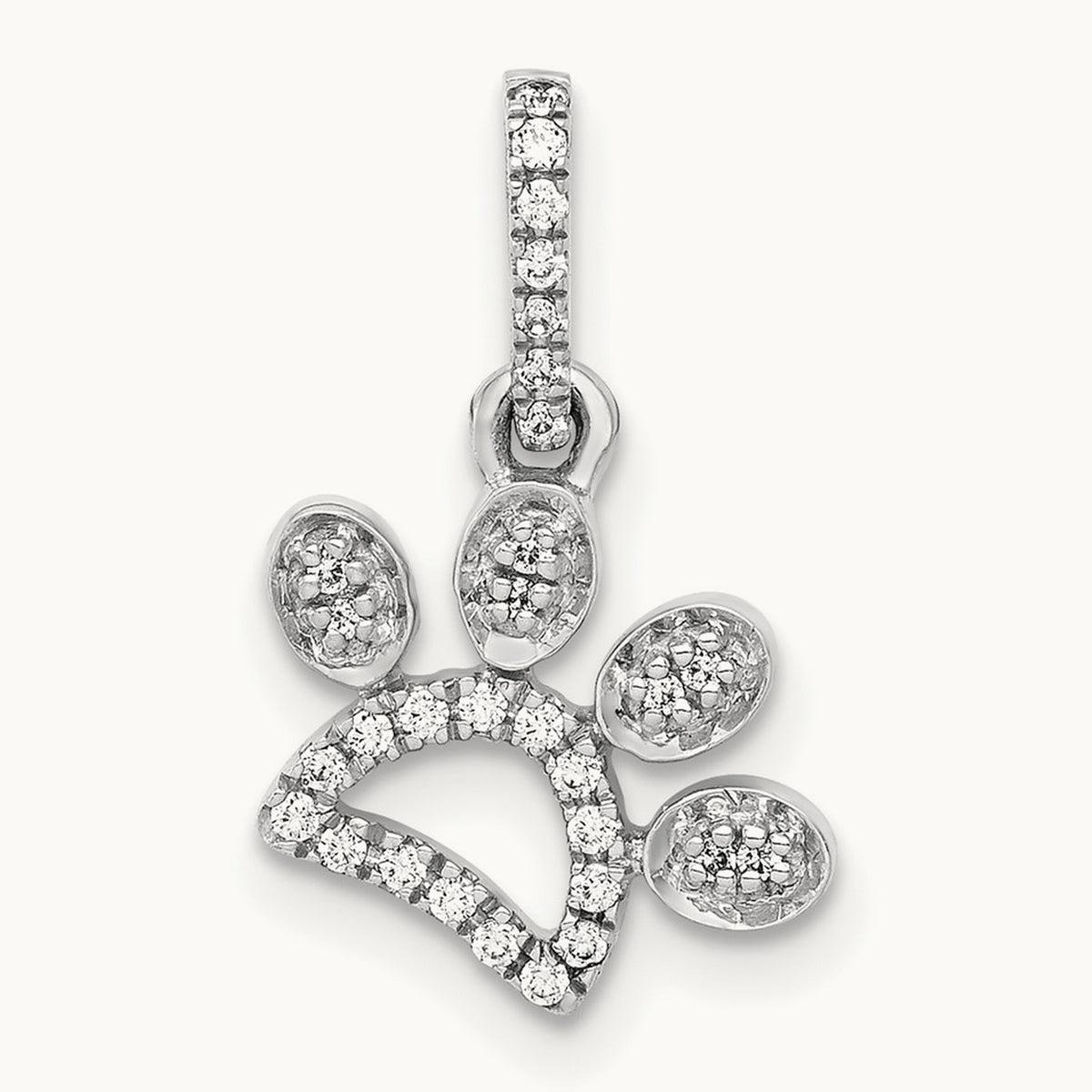 1/10ct. Diamond Paw Print Pendant, 14K White Gold