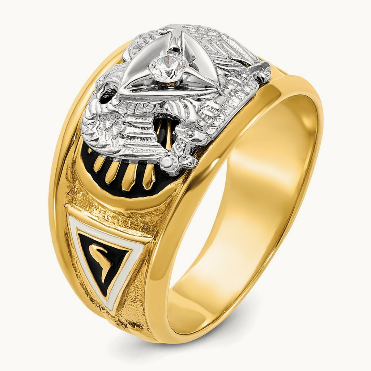 14ktt IBGoodman Men's Enamel & Dia 32nd Scottish Rite Masonic Ring