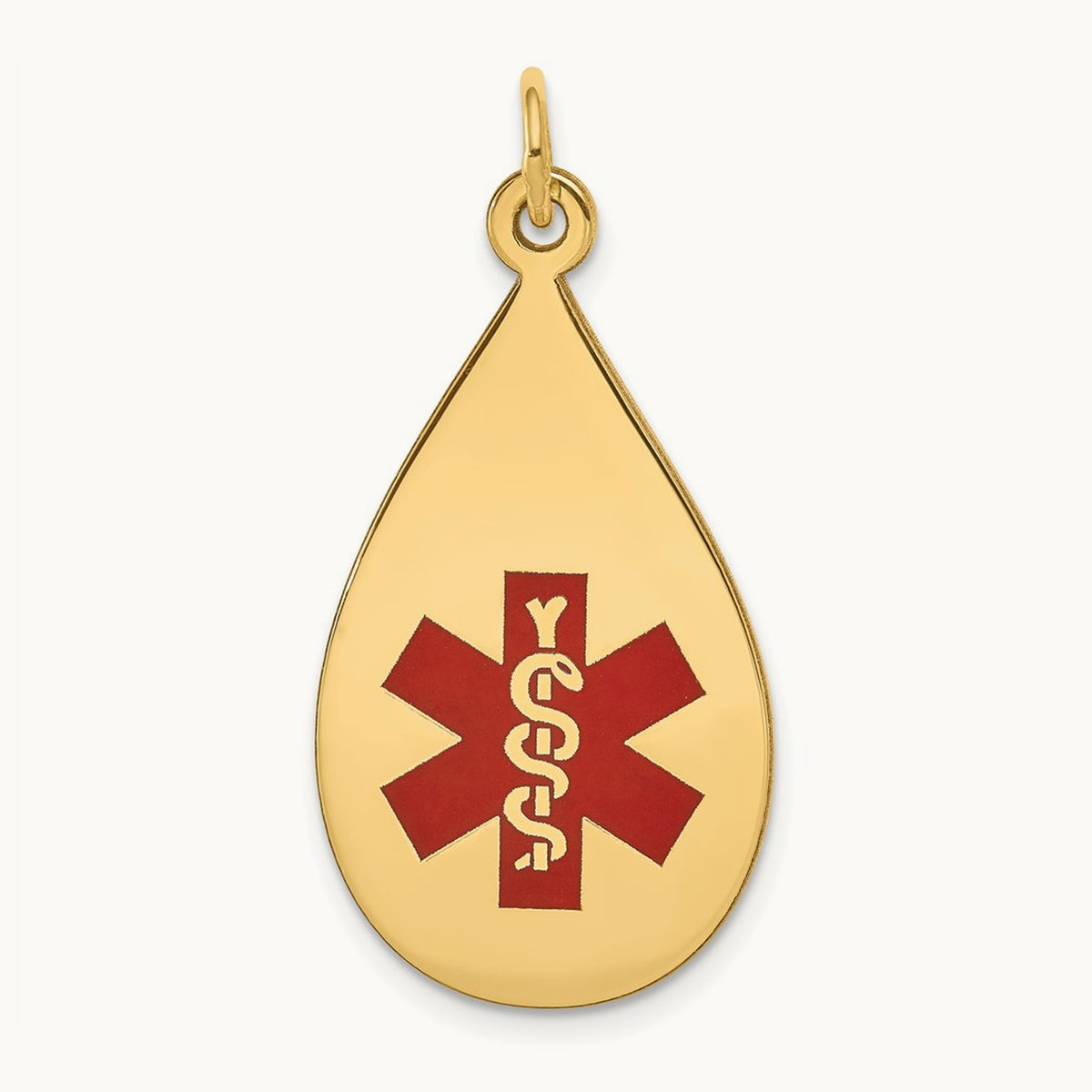 Red Enamel Medical Jewelry Pendant, 14K