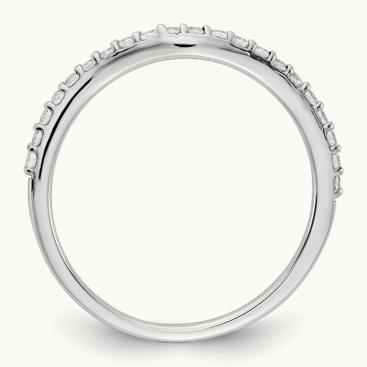 Curved Diamond Ring, 14K White Gold