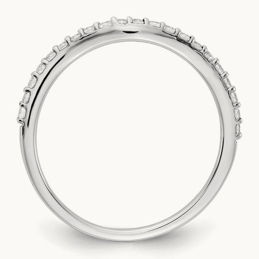 Curved Diamond Ring, 14K White Gold