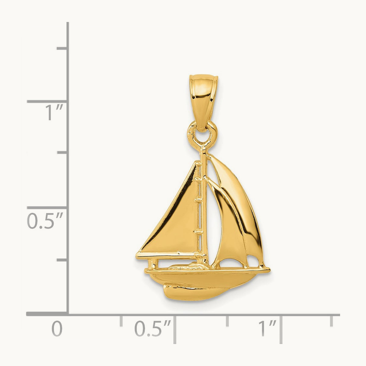 Polished Open-Backed Sailboat Pendant, 14K
