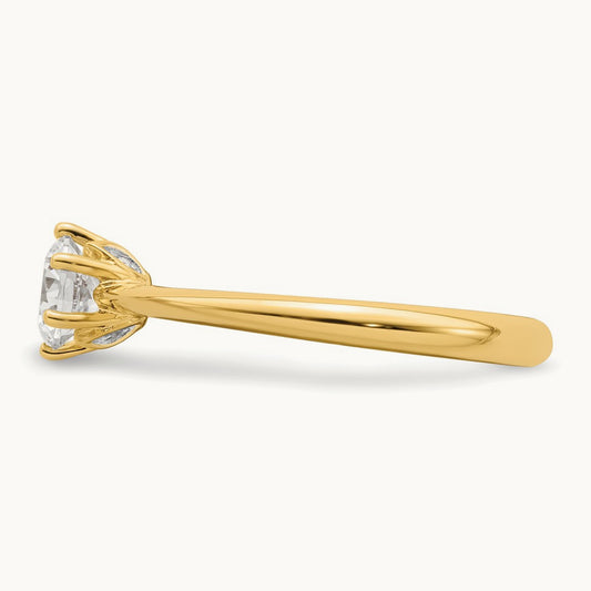 Polish 1/2ct Round Leaf Design Semi-Mount Dia Ring, 14K