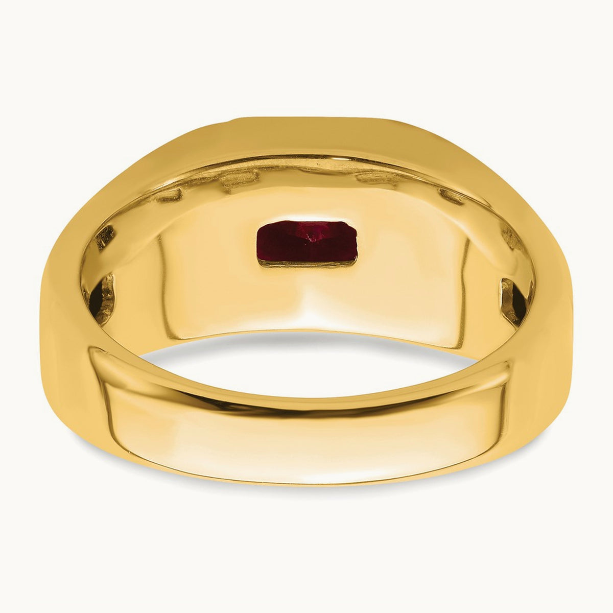 Square Created Ruby and Diamond Mens Ring, 14K