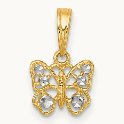Polished Butterfly Charm, 14K with White Rhodium