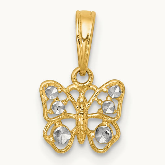 Polished Butterfly Charm, 14K with White Rhodium