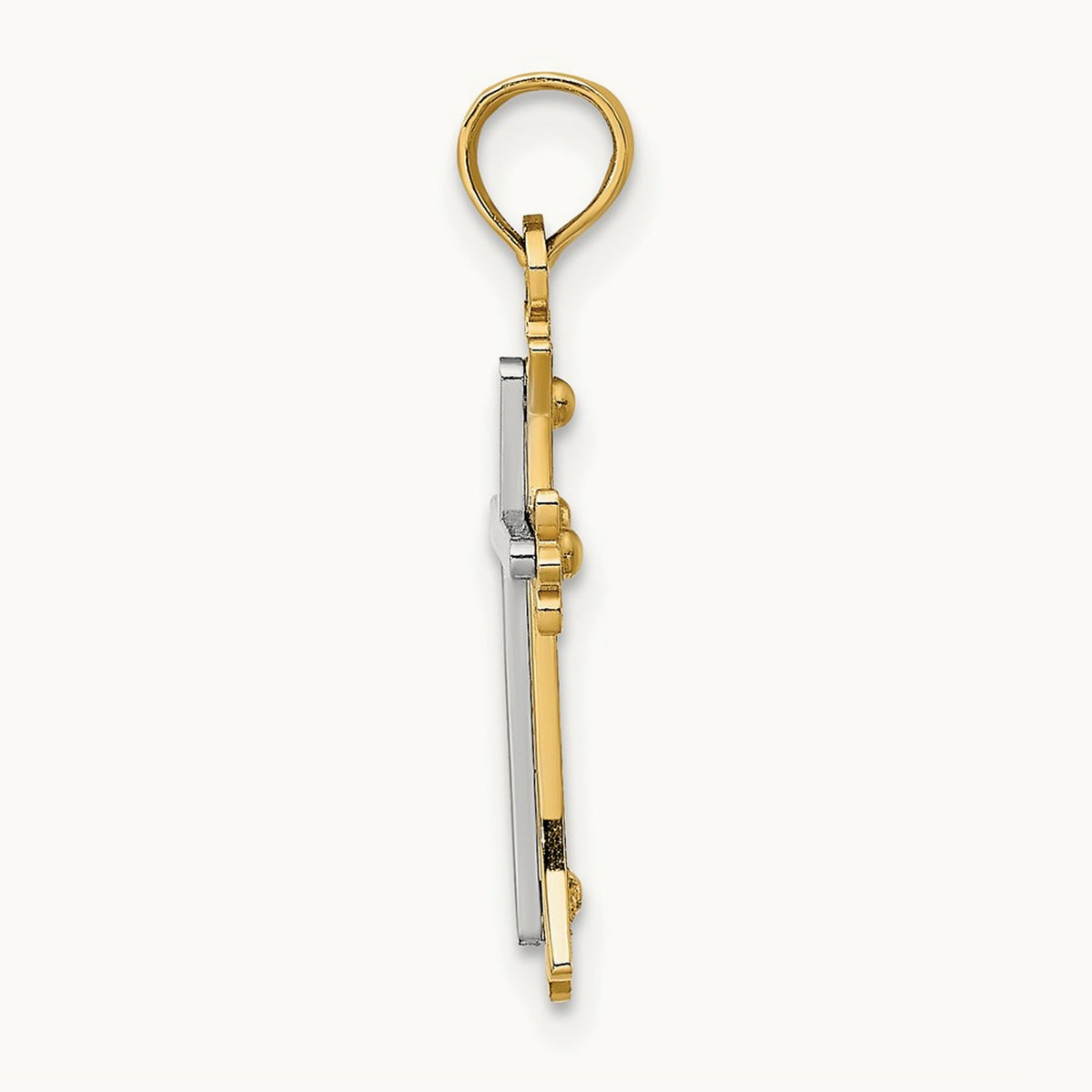 Center Cross Charm — 14K Two-Tone Gold
