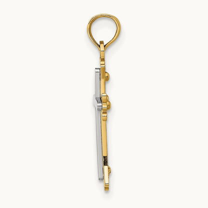 Center Cross Charm — 14K Two-Tone Gold