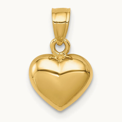 Polished One-sided Heart Pendant, 14K