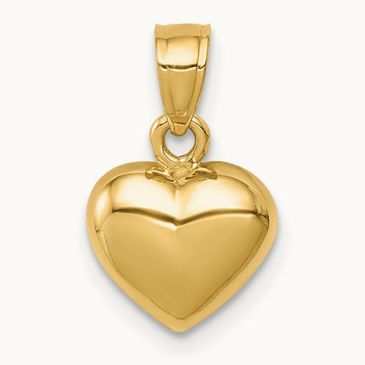 Polished One-sided Heart Pendant, 14K