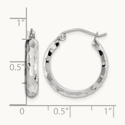 Diamond-cut Hoop Earrings, 14K White Gold