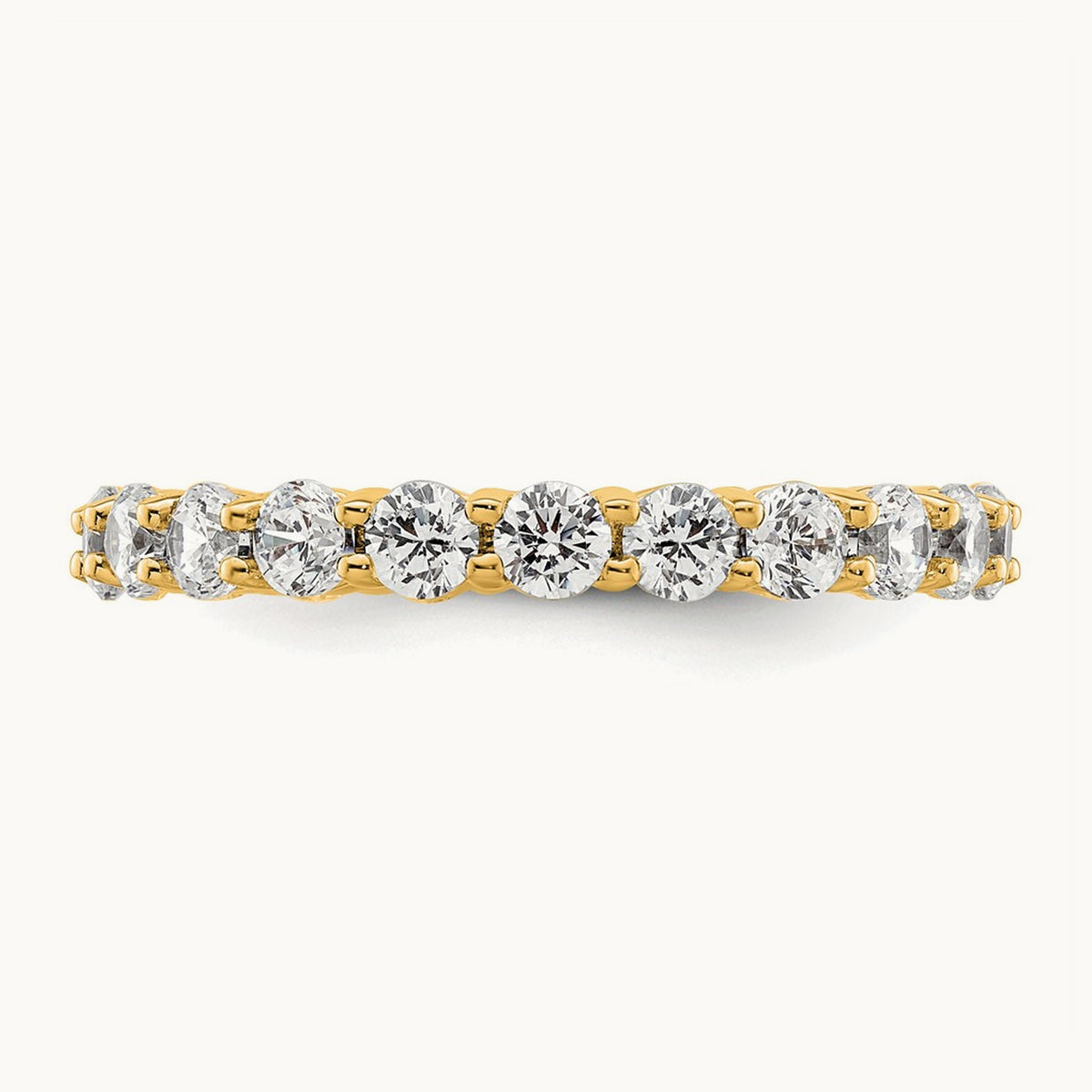 Polished Shared Prong Diamond Eternity Band — 14K Yellow Gold, 1.98 ct