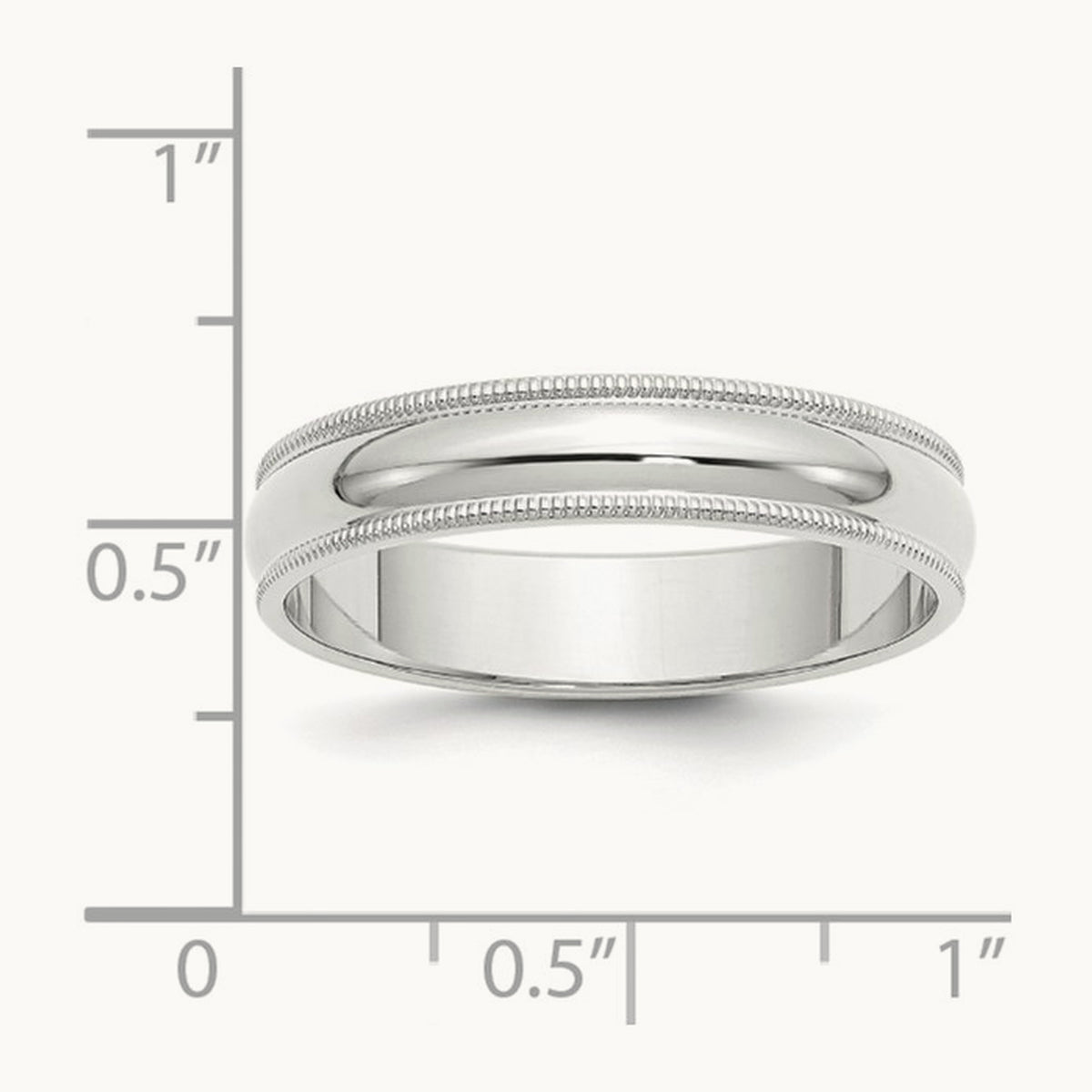 Milgrain Half Round Band, 5mm, 10K White Gold