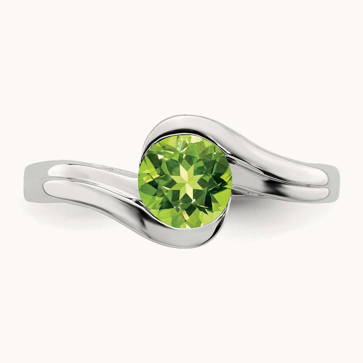 Peridot Bypass Ring, 14K White Gold