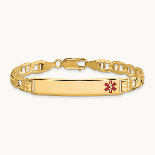 Medical Red Enamel Anchor Link ID Bracelet — 7mm