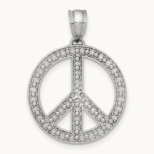 Peace Symbol Pendant, 14K White