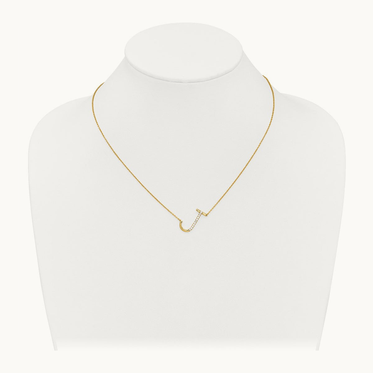 Sideways Diamond Necklace — 14K Yellow Gold, J