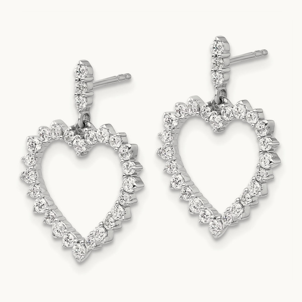 Dangle Heart Post Earrings, 1.00 ct tw Lab-Grown Diamond