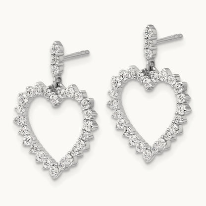 Dangle Heart Post Earrings, 1.00 ct tw Lab-Grown Diamond