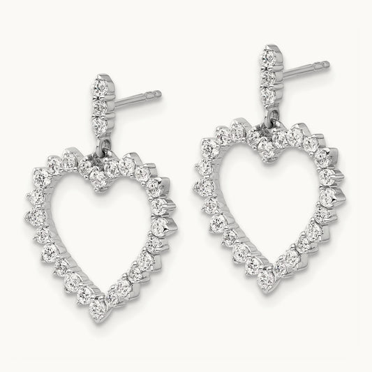 Dangle Heart Post Earrings, 1.00 ct tw Lab-Grown Diamond