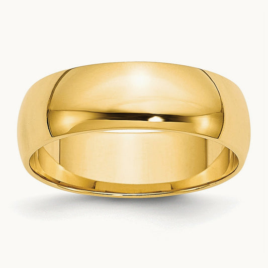 Lightweight Half Round Band, 6mm, 10K Yellow Gold