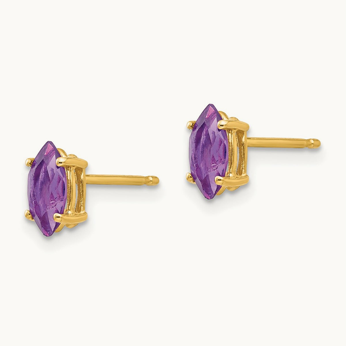 7x3. Marquise Amethyst earring, 5mm, 14K