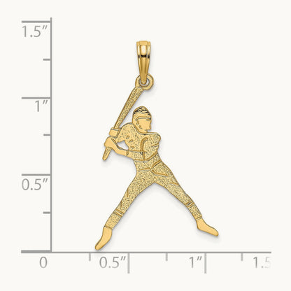 Baseball Batter Charm, 14K