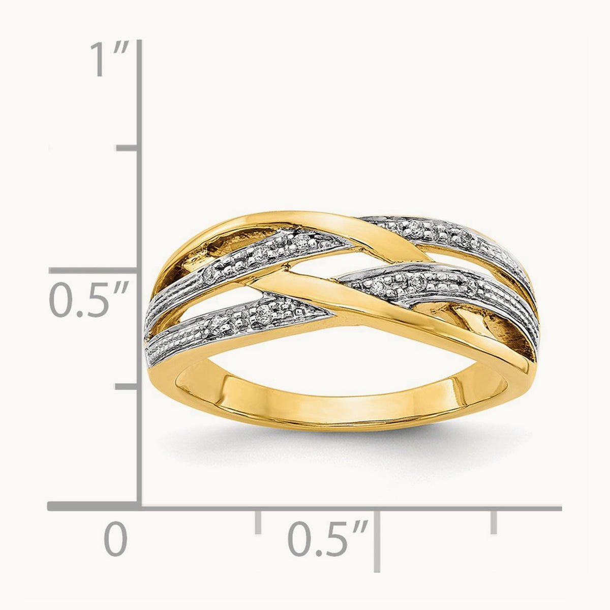 Rhodium Diamond Ring, 14K