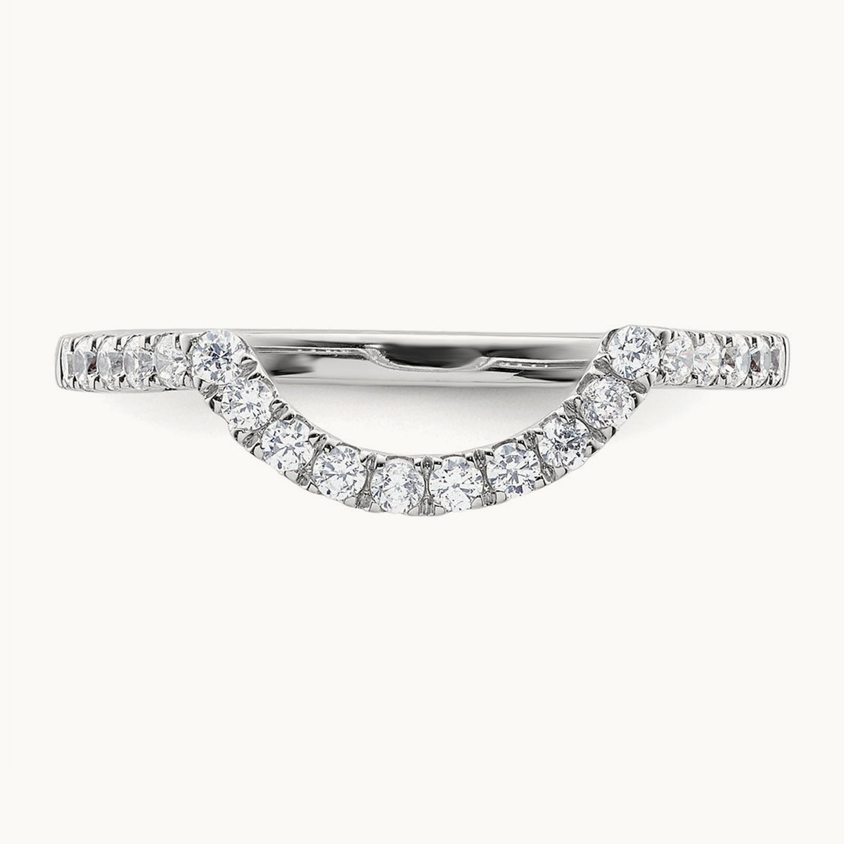Diamond Contour Wedding Band, 14K White Gold