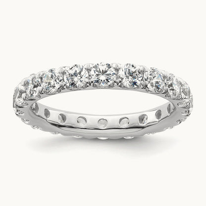 Polished U Shared Prong 3ct Diamond Eternity Band, 14K Gold in 14K White Gold