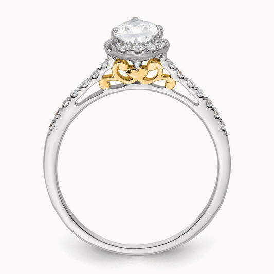 Pear Halo Semi-Mount Engagement Ring — 14K Two-Tone, 1/4 ct, 7