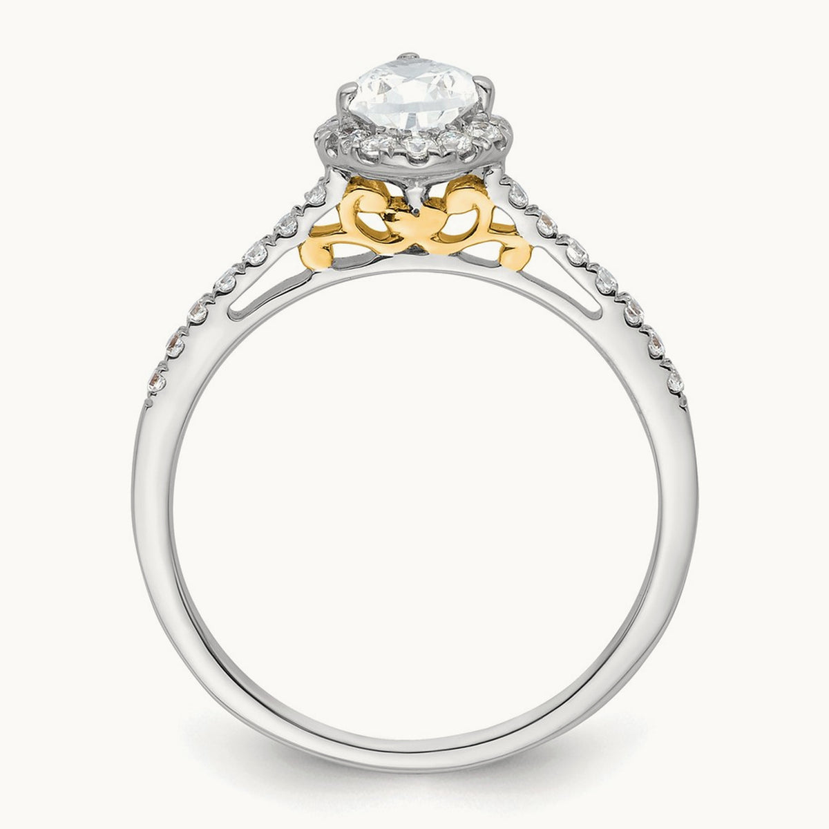 Pear Halo Semi-Mount Engagement Ring, 0.25 ct tw — 1/4 ct, 14K Two-Tone