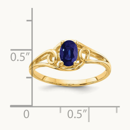 6x4mm Oval Sapphire ring, 14K