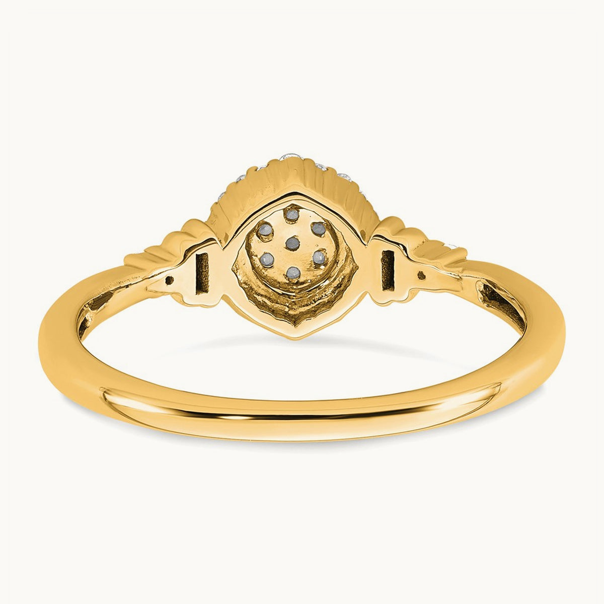 Complete Diamond Round Cluster Halo Engagement Ring, 1.4mm thick — 14K Yellow Gold