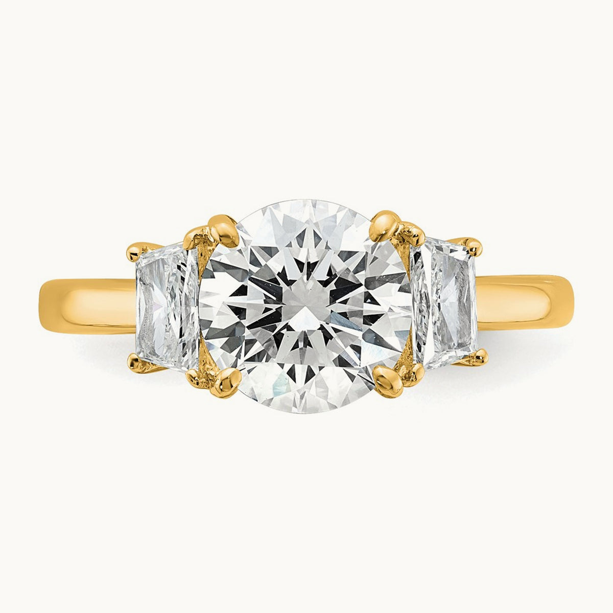 Trapezoid Sidestones Engagement Ring, 0.25-3.75 ct tw Lab-Grown Diamond — 2 1/2 ct, VS (Best) · Certified, 14K Yellow Gold