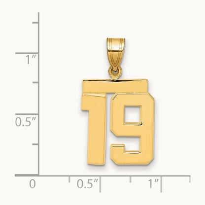 Medium Polished Number 19 Charm, 14K