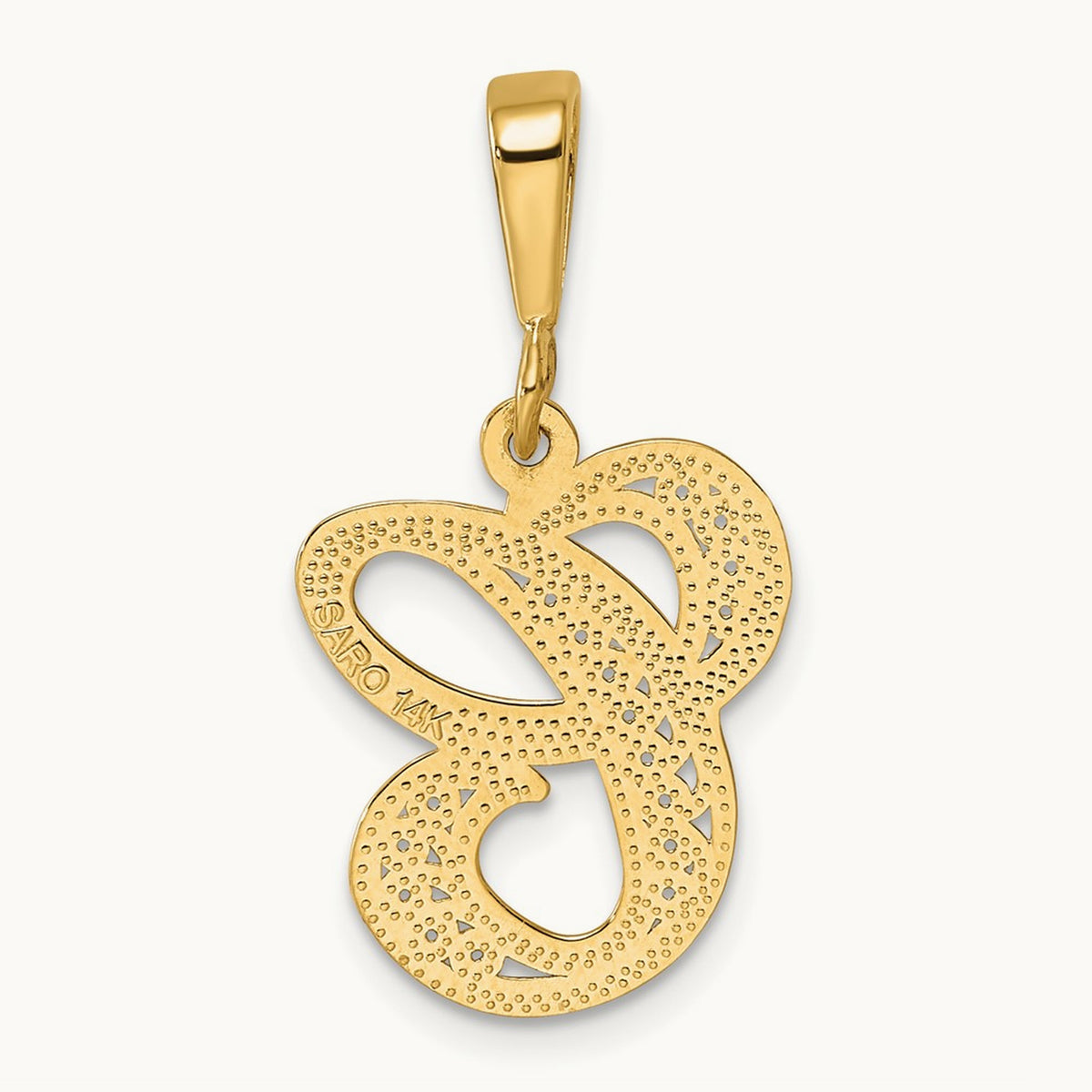 Polished Script Filigree Initial Pendant — C