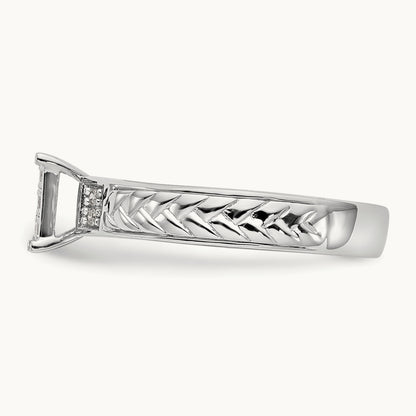 Diamond Trio Cluster Complete Engagement Ring, 10K White Gold