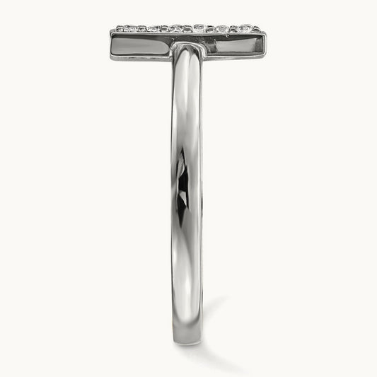 Diamond Double Bar Ring, 14K White Gold