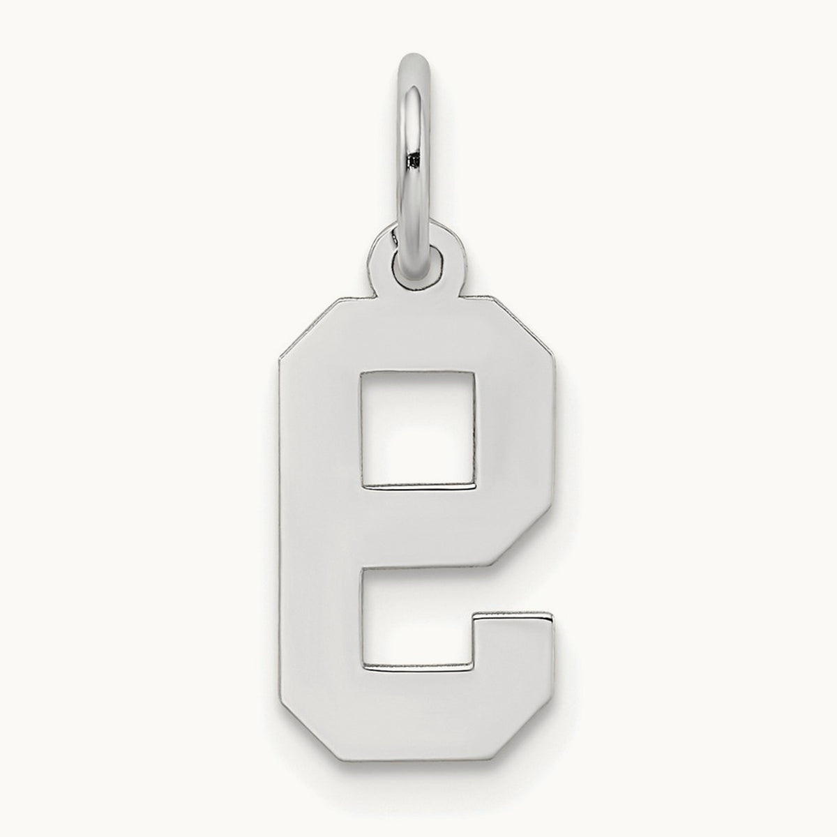 Small Satin Number 9 Charm — 14K White Gold