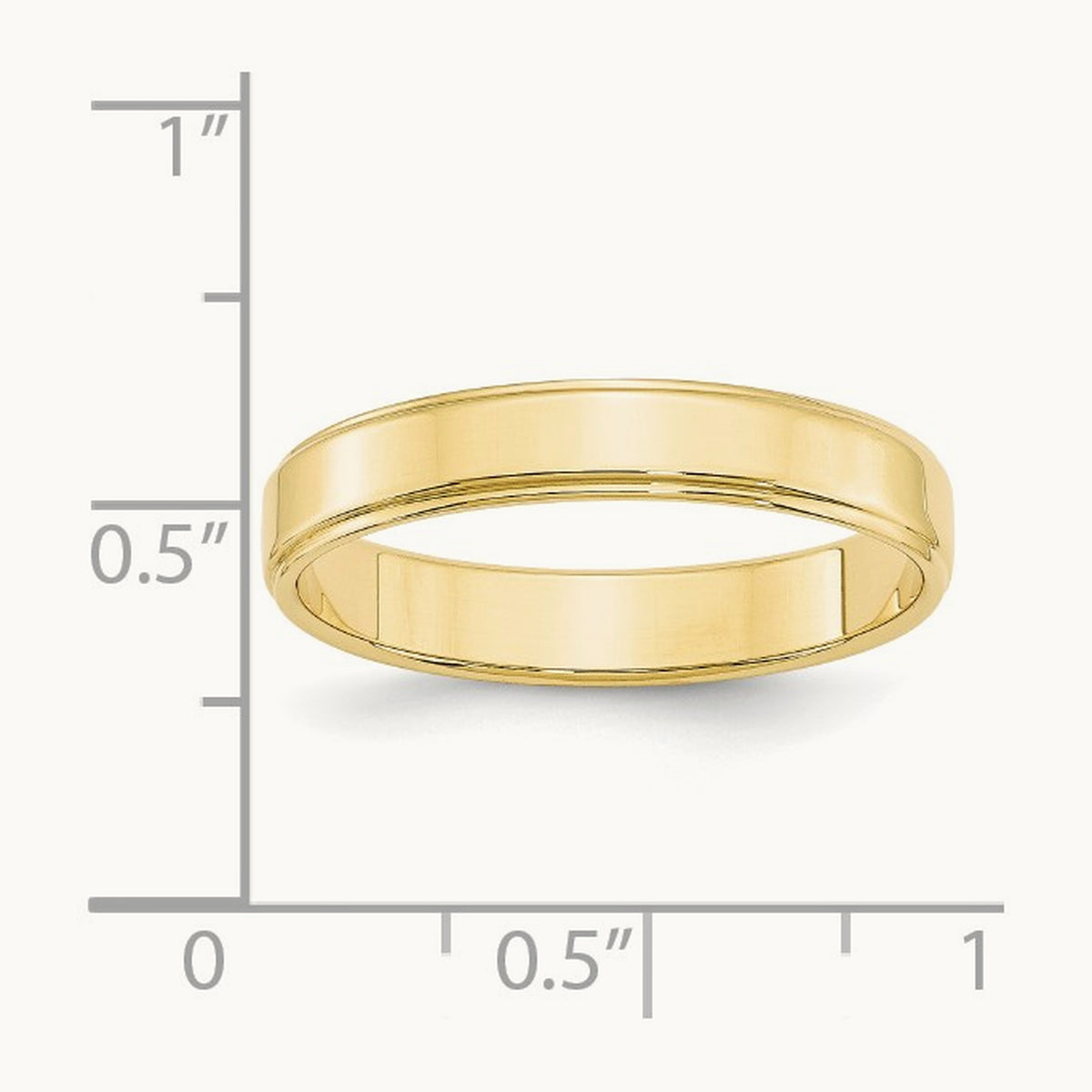 Flat with Step Edge Band, 4mm, 10K Yellow Gold