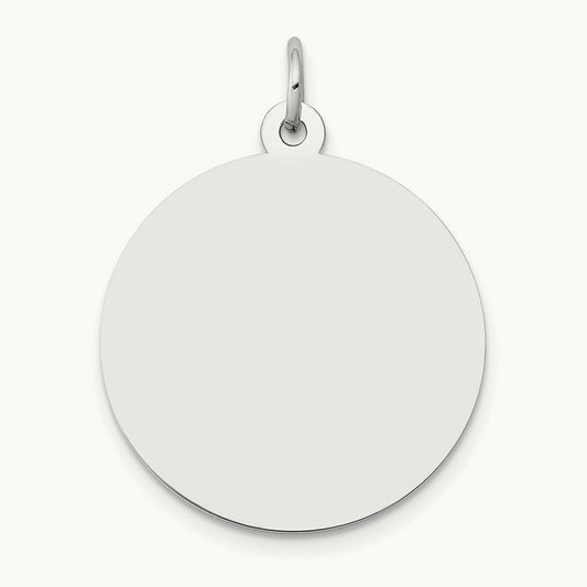 Round Disc Charm, 14K White Gold