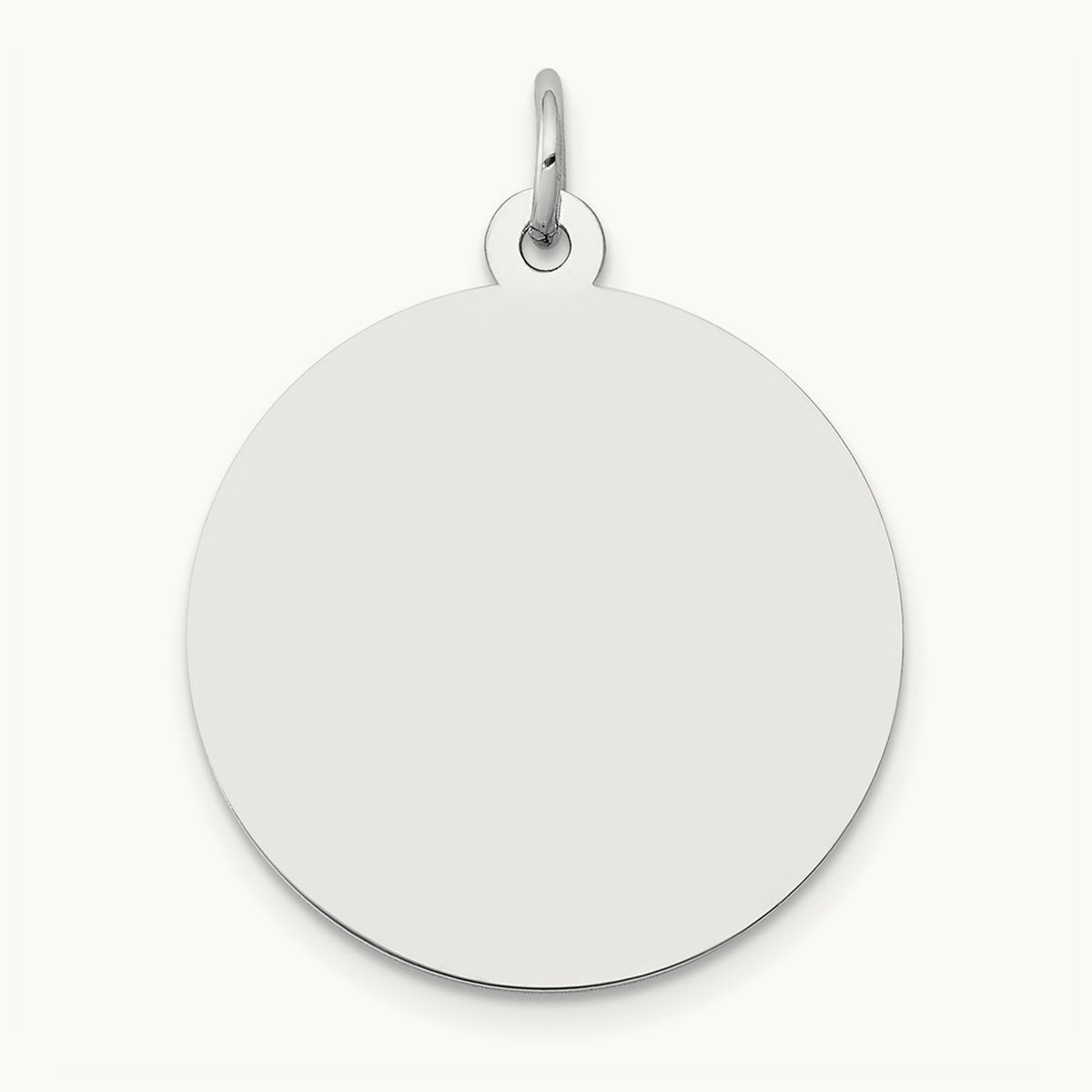 Round Disc Charm, 14K White Gold