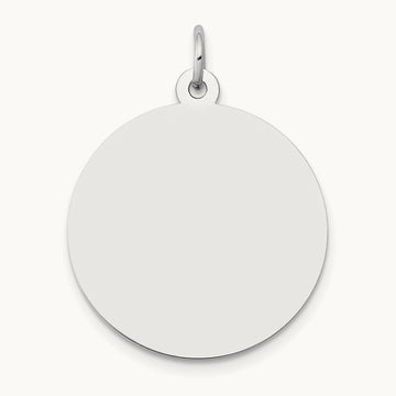 Round Disc Charm, 14K White Gold