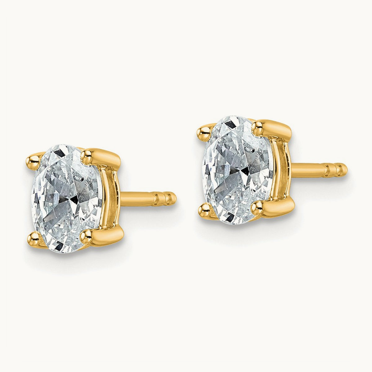 Oval Four-Prong Stud Earrings, 0.50-6.00 ct tw Lab-Grown Diamond — 1 ct, 14K Yellow Gold